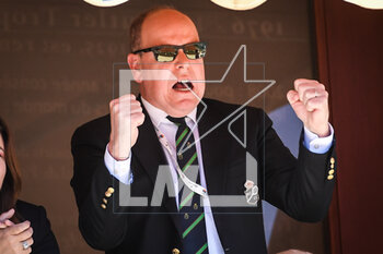 2023-04-16 - Prince Albert II of Monaco celebrates during the Rolex Monte-Carlo, ATP Masters 1000 tennis event on April 16, 2023 at Monte-Carlo Country Club in Roquebrune Cap Martin, France - TENNIS - ROLEX MONTE CARLO MASTERS 2023 - INTERNATIONALS - TENNIS