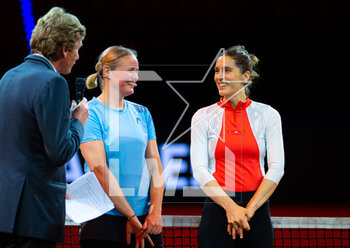 2023-04-17 - Anna-Lena Groenefeld of Germany & Andrea Petkovic during the ceremony commemorating their careers at the 2023 Porsche Tennis Grand Prix, WTA 500 tennis tournament on April 17, 2023 in Stuttgart, Germany - TENNIS - WTA - 2023 PORSCHE TENNIS GRAND PRIX - INTERNATIONALS - TENNIS