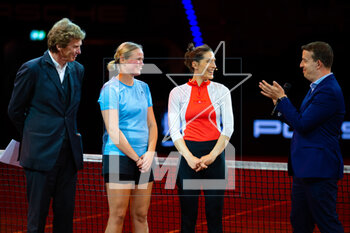 2023-04-17 - Anna-Lena Groenefeld of Germany & Andrea Petkovic during the ceremony commemorating their careers at the 2023 Porsche Tennis Grand Prix, WTA 500 tennis tournament on April 17, 2023 in Stuttgart, Germany - TENNIS - WTA - 2023 PORSCHE TENNIS GRAND PRIX - INTERNATIONALS - TENNIS
