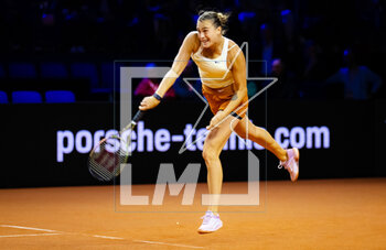 2023-04-19 - Aryna Sabalenka of Belarus in action during the second round of the 2023 Porsche Tennis Grand Prix, WTA 500 tennis tournament on April 19, 2023 in Stuttgart, Germany - TENNIS - WTA - 2023 PORSCHE TENNIS GRAND PRIX - INTERNATIONALS - TENNIS