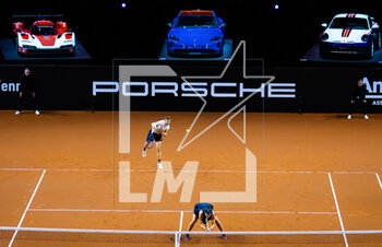 2023-04-22 - Demi Schuurs of the Netherlands & Desirae Krawczyk of the United States in action during the doubles semi-final of the 2023 Porsche Tennis Grand Prix, WTA 500 tennis tournament on April 22, 2023 in Stuttgart, Germany - TENNIS - WTA - 2023 PORSCHE TENNIS GRAND PRIX - INTERNATIONALS - TENNIS
