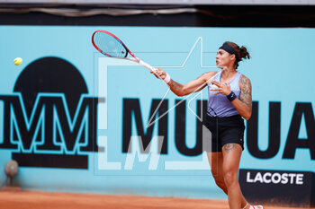 2023-04-25 - Aliona Bolsova of Spain in action against Magdalena Frech of Poland during the Mutua Madrid Open 2023, Masters 1000 tennis tournament on April 25, 2023 at Caja Magica in Madrid, Spain - TENNIS - MUTUA MADRID OPEN 2023 - INTERNATIONALS - TENNIS