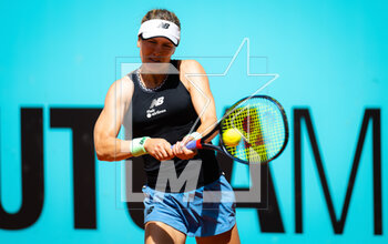 2023-04-25 - Eugenie Bouchard of Canada in action during the second qualifications round of the Mutua Madrid Open 2023, Masters 1000 tennis tournament on April 25, 2023 at Caja Magica in Madrid, Spain - TENNIS - MUTUA MADRID OPEN 2023 - INTERNATIONALS - TENNIS