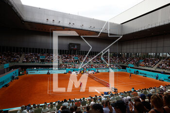 2023-04-29 - Bernabe Zapata of Spain in action against Daniel Evans of Great Britain during the Mutua Madrid Open 2023, Masters 1000 tennis tournament on April 29, 2023 at Caja Magica in Madrid, Spain - TENNIS - MUTUA MADRID OPEN 2023 - INTERNATIONALS - TENNIS
