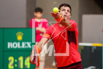 2023-05-01 - Bernabe Zapata of Spain in action against Roman Safiullin of Russia during the Mutua Madrid Open 2023, Masters 1000 tennis tournament on May 1, 2023 at Caja Magica in Madrid, Spain - TENNIS - MUTUA MADRID OPEN 2023 - INTERNATIONALS - TENNIS