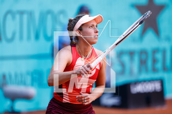 2023-05-01 - Elise Mertens of Belgium in action against Mayar Sherif of Egypt during the Mutua Madrid Open 2023, Masters 1000 tennis tournament on May 1, 2023 at Caja Magica in Madrid, Spain - TENNIS - MUTUA MADRID OPEN 2023 - INTERNATIONALS - TENNIS