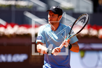 2023-05-06 - Mathew Ebden of Australia plays doubles with Rohan Bopanna of India against Andrey Rublev and Karen Khachanov of Russia during the Doubles Final Men match during the Mutua Madrid Open 2023, Masters 1000 tennis tournament on May 6, 2023 at Caja Magica in Madrid, Spain - TENNIS - MUTUA MADRID OPEN 2023 - INTERNATIONALS - TENNIS