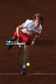 2023-05-28 - Andrey Rublev of Russia during day 1 of the 2023 French Open, Roland-Garros 2023, second Grand Slam tennis tournament of the year, on May 28, 2023 at stade Roland-Garros in Paris, France - TENNIS - ROLAND GARROS 2023 - WEEK 1 - INTERNATIONALS - TENNIS