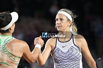 2023-05-30 - Bianca Andreescu and Victoria Azarenka during the French Open, Grand Slam tennis tournament on May 30, 2023 at Roland Garros stadium in Paris, France - TENNIS - ROLAND GARROS 2023 - WEEK 1 - INTERNATIONALS - TENNIS