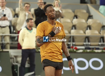 2023-05-31 - Gael Monfils of France celebrates winning his first round match against Sebastian Baez of Argentina during day 3 of the 2023 French Open, Roland-Garros 2023, second Grand Slam tennis tournament of the year, on May 30, 2023 at Stade Roland-Garros in Paris, France - TENNIS - ROLAND GARROS 2023 - WEEK 1 - INTERNATIONALS - TENNIS