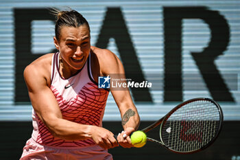 2023-06-02 - Aryna SABALENKA of Belarus during the sixth day of Roland-Garros 2023, Grand Slam tennis tournament, on June 02, 2023 at Roland-Garros stadium in Paris, France - TENNIS - ROLAND GARROS 2023 - WEEK 1 - INTERNATIONALS - TENNIS