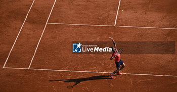 2023-06-02 - Novak Djokovic of Serbia serves during the French Open, Grand Slam tennis tournament on June 2, 2023 at Roland Garros stadium in Paris, France. Photo Victor Joly / DPPI - TENNIS - ROLAND GARROS 2023 - WEEK 1 - INTERNATIONALS - TENNIS