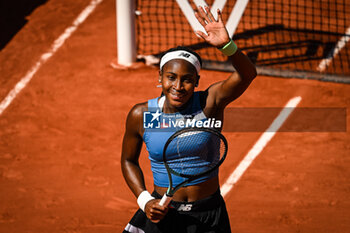 2023-06-03 - Coco GAUFF of United States celebrates his victory during the seventh day of Roland-Garros 2023, Grand Slam tennis tournament, on June 03, 2023 at Roland-Garros stadium in Paris, France - TENNIS - ROLAND GARROS 2023 - WEEK 1 - INTERNATIONALS - TENNIS