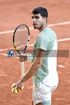 2023-06-04 - Carlos Alcaraz Garfia during the French Open, Grand Slam tennis tournament on June 4, 2023 at Roland Garros stadium in Paris, France. Photo Victor Joly / DPPI - TENNIS - ROLAND GARROS 2023 - WEEK 1 - INTERNATIONALS - TENNIS