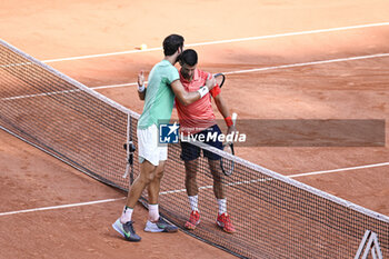 2023-06-06 - Novak Djokovic and Karen Khachanov during the French Open, Grand Slam tennis tournament on June 6, 2023 at Roland Garros stadium in Paris, France. Photo Victor Joly / DPPI - TENNIS - ROLAND GARROS 2023 - WEEK 2 - INTERNATIONALS - TENNIS