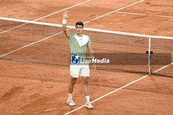 2023-06-06 - Carlos Alcaraz Garfia during the French Open, Grand Slam tennis tournament on June 6, 2023 at Roland Garros stadium in Paris, France. Photo Victor Joly / DPPI - TENNIS - ROLAND GARROS 2023 - WEEK 2 - INTERNATIONALS - TENNIS