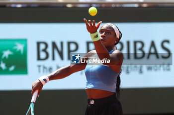 2023-06-07 - Coco Gauff of United States during the French Open 2023, Roland-Garros 2023, Grand Slam tennis tournament, on June 7, 2023 at Stade Roland-Garros in Paris, France - TENNIS - ROLAND GARROS 2023 - WEEK 2 - INTERNATIONALS - TENNIS