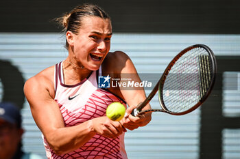 2023-06-08 - Aryna SABALENKA of Belarus during the twelfth day of Roland-Garros 2023, Grand Slam tennis tournament, on June 08, 2023 at Roland-Garros stadium in Paris, France - TENNIS - ROLAND GARROS 2023 - WEEK 2 - INTERNATIONALS - TENNIS