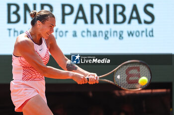 2023-06-08 - Aryna Sabalenka of Belarus during the French Open 2023, Roland-Garros 2023, Grand Slam tennis tournament, on June 8, 2023 at Stade Roland-Garros in Paris, France - TENNIS - ROLAND GARROS 2023 - WEEK 2 - INTERNATIONALS - TENNIS