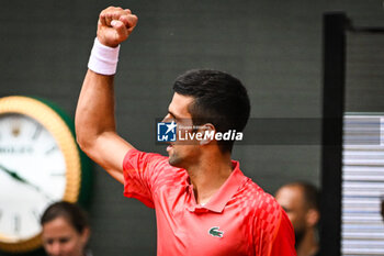 2023-06-11 - Novak DJOKOVIC of Serbia celebrates his point during the fifteenth day of Roland-Garros 2023, Grand Slam tennis tournament, on June 11, 2023 at Roland-Garros stadium in Paris, France - TENNIS - ROLAND GARROS 2023 - WEEK 2 - INTERNATIONALS - TENNIS