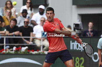 2023-06-11 - Novak Djokovic of Serbia during the Men's Singles Final of the French Open 2023, Roland-Garros 2023, Grand Slam tennis tournament, on June 11, 2023 at Stade Roland-Garros in Paris, France - TENNIS - ROLAND GARROS 2023 - WEEK 2 - INTERNATIONALS - TENNIS
