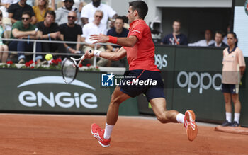 2023-06-11 - Novak Djokovic of Serbia during the Men's Singles Final of the French Open 2023, Roland-Garros 2023, Grand Slam tennis tournament, on June 11, 2023 at Stade Roland-Garros in Paris, France - TENNIS - ROLAND GARROS 2023 - WEEK 2 - INTERNATIONALS - TENNIS