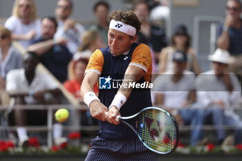 2023-06-11 - Casper Ruud of Norway during the Men's Singles Final of the French Open 2023, Roland-Garros 2023, Grand Slam tennis tournament, on June 11, 2023 at Stade Roland-Garros in Paris, France - TENNIS - ROLAND GARROS 2023 - WEEK 2 - INTERNATIONALS - TENNIS