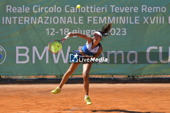 2023-06-16 - Petra Marcinko (HRV) during the match of round of 16 of ITF W60 Women's Tennis Tournament BMW Cup on June 16, 2023 at Reale Circolo Canottieri Tevere Remo in Rome, Italy - ITF W60 ROME – BMW CUP - INTERNATIONALS - TENNIS