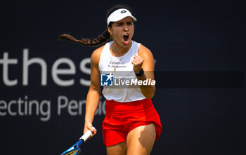 2023-06-28 - Camila Osorio of Colombia in action during the second round of the 2023 Rothesay International, WTA 500 tennis tournament on June 28, 2023 at Devonshire Park in Eastbourne, England - TENNIS - WTA - ROTHESAY INTERNATIONAL 2023 - INTERNATIONALS - TENNIS