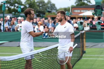2023-07-03 - Corentin Moutet (Fra) winning over Richard Gasquet (Fra) during the 2023 Wimbledon Championships on July 3, 2023 at All England Lawn Tennis & Croquet Club in Wimbledon, England - TENNIS - WIMBLEDON 2023 - INTERNATIONALS - TENNIS