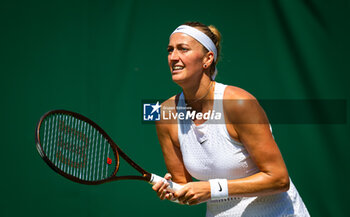 2023-07-07 - Petra Kvitova of the Czech Republic in action during the second round of the 2023 Wimbledon Championships on July 7, 2023 at All England Lawn Tennis & Croquet Club in Wimbledon, England - TENNIS - WIMBLEDON 2023 - INTERNATIONALS - TENNIS