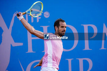 2023-07-20 - Richard Gasquet of France in action against Holger Rune of Denmark during the Hopman Cup 2023, ITF World Mixed Team Championships on July 20, 2023 at Nice Lawn Tennis Club in Nice, France - TENNIS - HOPMAN CUP 2023 - INTERNATIONALS - TENNIS