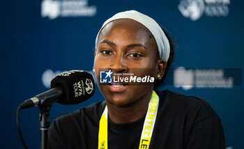 2023-08-07 - Coco Gauff of the United States talks to the media ahead of the 2023 Omnium Banque Nationale, WTA 1000 tennis tournament on August 7, 2023 in Montreal, Canada - TENNIS - WTA - OMNIUM BANQUE NATIONALE 2023 - INTERNATIONALS - TENNIS