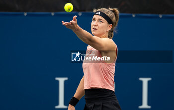 2023-08-07 - Marketa Vondrousova of the Czech Republic in action during the first round of doubles at the 2023 Omnium Banque Nationale, WTA 1000 tennis tournament on August 7, 2023 in Montreal, Canada - TENNIS - WTA - OMNIUM BANQUE NATIONALE 2023 - INTERNATIONALS - TENNIS