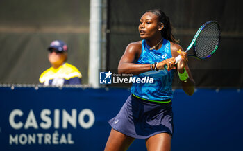 2023-08-09 - Alycia Parks of the United States in action against Belinda Bencic of Switzerland during the second round of the 2023 Omnium Banque Nationale, WTA 1000 tennis tournament on August 9, 2023 in Montreal, Canada - TENNIS - WTA - OMNIUM BANQUE NATIONALE 2023 - INTERNATIONALS - TENNIS
