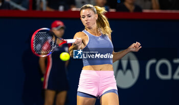 2023-08-09 - Camila Giorgi of Italy in action against Petra Kvitova of the Czech Republic during the second round of the 2023 Omnium Banque Nationale, WTA 1000 tennis tournament on August 9, 2023 in Montreal, Canada - TENNIS - WTA - OMNIUM BANQUE NATIONALE 2023 - INTERNATIONALS - TENNIS