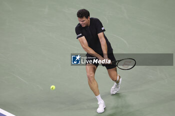 2023-08-28 - Milos Raonic of Canada in action during day 1 of the 2023 US Open Tennis Championships, Grand Slam tennis tournament on August 28, 2023 at USTA Billie Jean King National Tennis Center in New York, United States - TENNIS - US OPEN 2023 - INTERNATIONALS - TENNIS