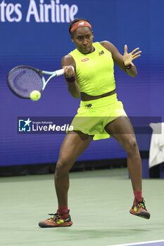 2023-08-28 - Coco Gauff of USA during day 1 of the 2023 US Open Tennis Championships, Grand Slam tennis tournament on August 28, 2023 at USTA Billie Jean King National Tennis Center in New York, United States - TENNIS - US OPEN 2023 - INTERNATIONALS - TENNIS