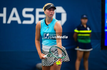 2023-08-29 - Clara Tauson of Denmark in action during the first round of the 2023 US Open Tennis Championships, Grand Slam tennis tournament on August 29, 2023 at USTA National Tennis Center in New York, United States - TENNIS - US OPEN 2023 - INTERNATIONALS - TENNIS