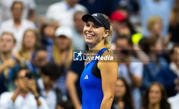 2023-08-30 - Caroline Wozniacki of Denmark in action during the second round of the 2023 US Open Tennis Championships, Grand Slam tennis tournament on August 30, 2023 at USTA National Tennis Center in New York, United States - TENNIS - US OPEN 2023 - INTERNATIONALS - TENNIS