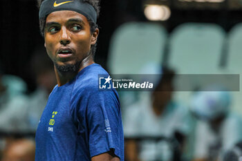 2023-09-12 - Elias Ymer (SWE) disappointed after the defeat during Davis Cup 2023 Group A match between Nicolas Jarry (CHI) in Bologna 12/09/23 at the Unipol Arena - DAVIS CUP - SWEDEN VS CHILE - INTERNATIONALS - TENNIS