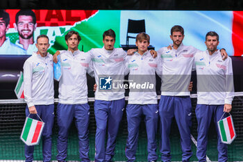 2023-09-13 - Italy Tennis Team at during Davis Cup 2023 Group A match between Canada Tennis Team at the Unipol Arena in Bologna on 13/09/23 - DAVIS CUP - CANADA VS ITALY - INTERNATIONALS - TENNIS