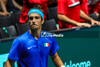 2023-09-13 - Lorenzo Musetti (ITA) disappointed after the defeat during Davis Cup 2023 Group A match between Gabriel Diallo (CAN) at the Unipol Arena in Bologna on 13/09/23 - DAVIS CUP - CANADA VS ITALY - INTERNATIONALS - TENNIS