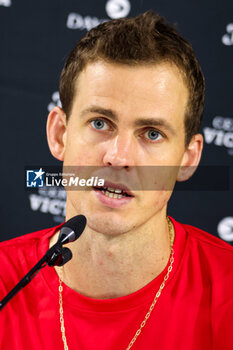 2023-09-14 - Vasek Pospisil (CAN) at press conference after the match at during Davis Cup 2023 Group A match between Leo Borg (SWE) at the Unipol Arena in Bologna on 14/09/23 - DAVIS CUP - CANADA VS SWEDEN - INTERNATIONALS - TENNIS