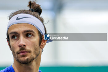 2023-09-15 - Lorenzo Musetti (ITA) during training session Davis Cup 2023 Group A match between Chile at the Unipol Arena in Bologna on 14/09/23 - 2023 DAVIS CUP - ITALY VS CHILE - INTERNATIONALS - TENNIS