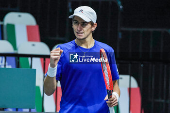 2023-09-15 - Matteo Arnaldi (ITA) celebrates after winning the point during Davis Cup 2023 Group A match between at the Unipol Arena in Bologna on 15/09/23 - 2023 DAVIS CUP - ITALY VS CHILE - INTERNATIONALS - TENNIS