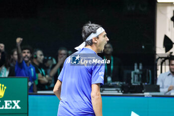2023-09-15 - Lorenzo Sonego (ITA) match winner between Nicolas Jerry (CHI) during Davis Cup 2023 Group A match at the Unipol Arena in Bologna on 15/09/23 - 2023 DAVIS CUP - ITALY VS CHILE - INTERNATIONALS - TENNIS