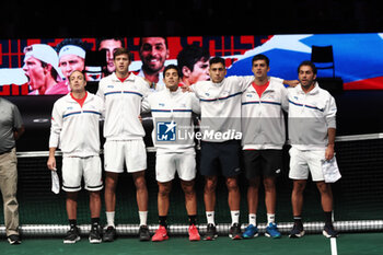 2023-09-15 - the italian team during the Davis Cup finals group stage match Italy vs Chile at Unipol arena, Matteo Arnaldi Vs Cristian Garin. Bologna, Italy September 15, 2023 - ph c.b. - 2023 DAVIS CUP - ITALY VS CHILE - INTERNATIONALS - TENNIS
