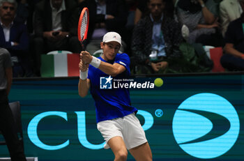 2023-09-15 - Matteo Arnaldi during the Davis Cup finals group stage match Italy vs Chile at Unipol arena, Matteo Arnaldi Vs Cristian Garin. Bologna, Italy September 15, 2023 - ph c.b. - 2023 DAVIS CUP - ITALY VS CHILE - INTERNATIONALS - TENNIS
