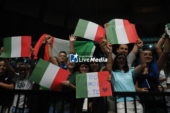 2023-09-17 - Supporters of Italy during the Italy vs Sweden - Finals group A match Matteo Arnaldi (ITA) vs. Leo Borg (SWE) at Unipol Arena - sport, tennis - September 17, 2023, Bologna, Italy - photo. c.b. - 2023 DAVIS CUP - ITALY VS SWEDEN - INTERNATIONALS - TENNIS